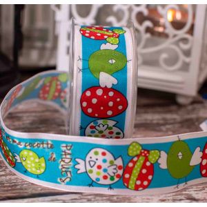 40mm x 20m Blue Easter Chick Ribbon