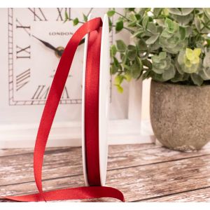 10mm x 50m Double Satin Ribbon In Scarlet Berry