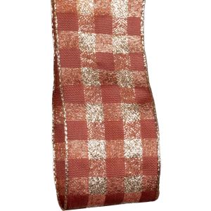 copper and gold checked wired age ribbon