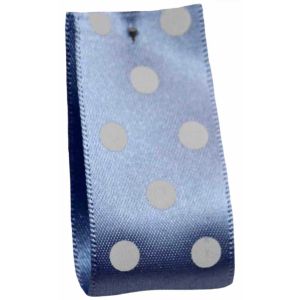 15mm x 25mm Widths - Cornflower Blue Polka Dot Ribbon By Berisfords