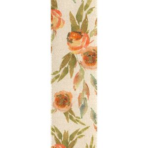 Fall Flowers Ribbon - Creams -25mm