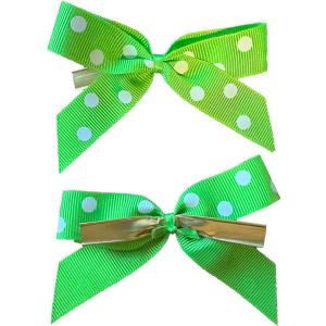 Flo Green Polka Dot Handmade Bows