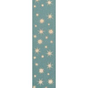 Teal Green Glisten Star Christmas Grosgrain Ribbon