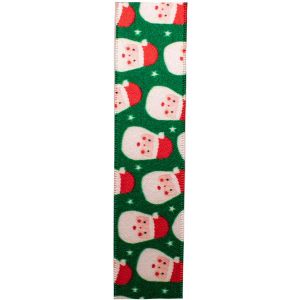 green Satin Ribbon With Santa Claus Print 25mm article 80911