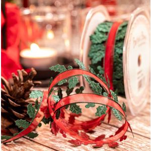 38mm x10m Holly Cut Out Ribbon 