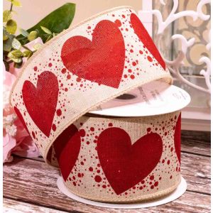 Large Heart Burlap Style Ribbon