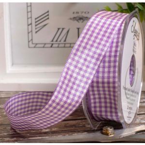 Lilac Gingham Ribbon Mid Range in 16mm & 25mm Widths x 20m