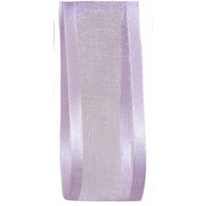 25mm wide lilac satin edged sheer ribbon