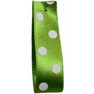 15mm & 25mm Widths - Meadow Green Polka Dot Ribbon By Berisfords