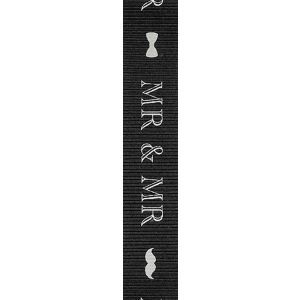 16mm Black Grosgrain Mr & Mr Ribbon By Berisfords