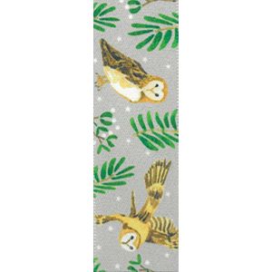 Silver night owl ribbon 25mm 