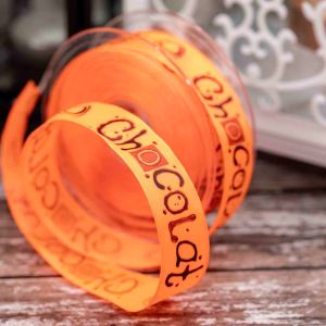 25mm flo orange chocolat ribbon