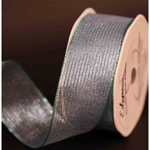 63mm Turquoise metallic mesh style ribbon with wired edge