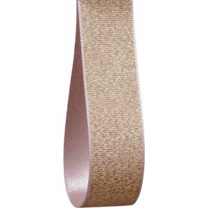 25mm Pale Pink & Gold Metallic Ribbon