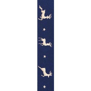 15mm Navy Blue Reindeer Flight Ribbon