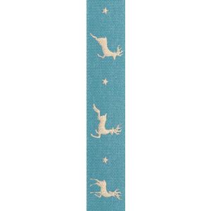 15mm Reindeer Flight Christmas Ribbon In Petrol