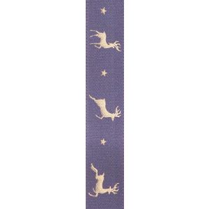 15mm Reindeer Flight Christmas Ribbon In Mulberry Purple