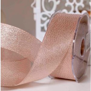 38mm rose gold metallic shimmer fin mesh ribbon