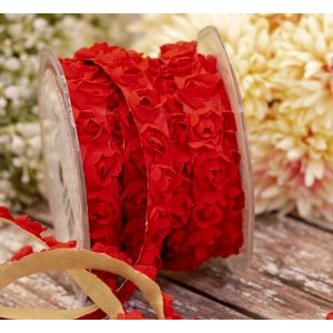 cut out rose / rosette ribbon in a red 15mm width