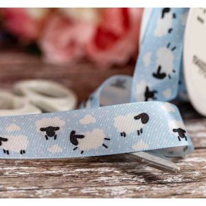 Sheep Themed 25mm Taffeta Ribbon