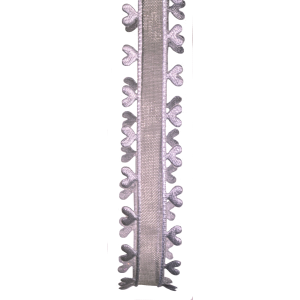 15mm sheer with silver out out heart edging