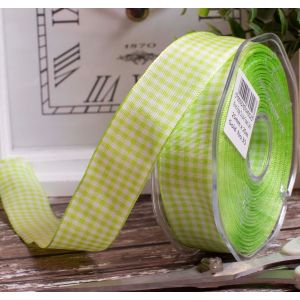 Spring Green Gingham Ribbon Mid Range in 16mm & 25mm Widths x 20m