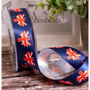 25mm Union Jack Heart Ribbon x 20m
