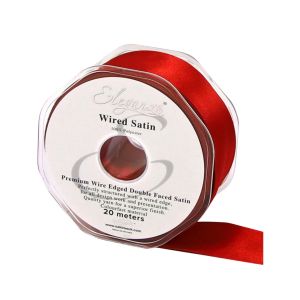 Wired Edged Satin Ribbon 25mm & 38mm Widths Col: Red