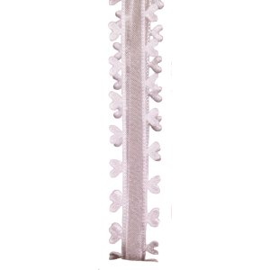 15mm white sheer ribbon with cutout heart edging