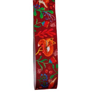 Fox Design Ribbon In Burgundy