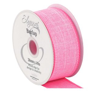 Wired Edged Burlap In Pink