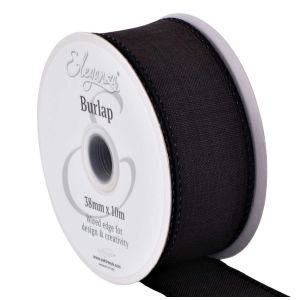 Wired Edged Burlap 63mm & 38mm Col; Black