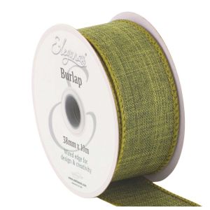 Moss Green Wired Edged Burlap Ribbon