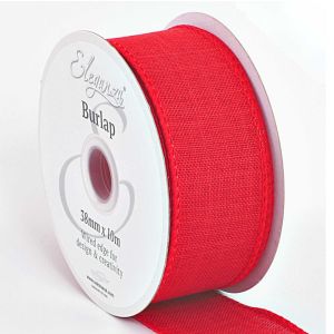 Wired Edged Burlap 63mm & 38mm Col;Red